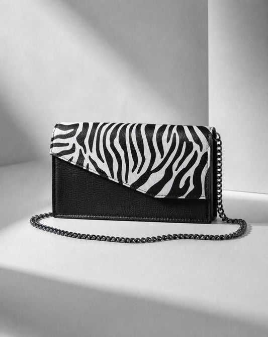 clutch noir et blanc avec Zebra print