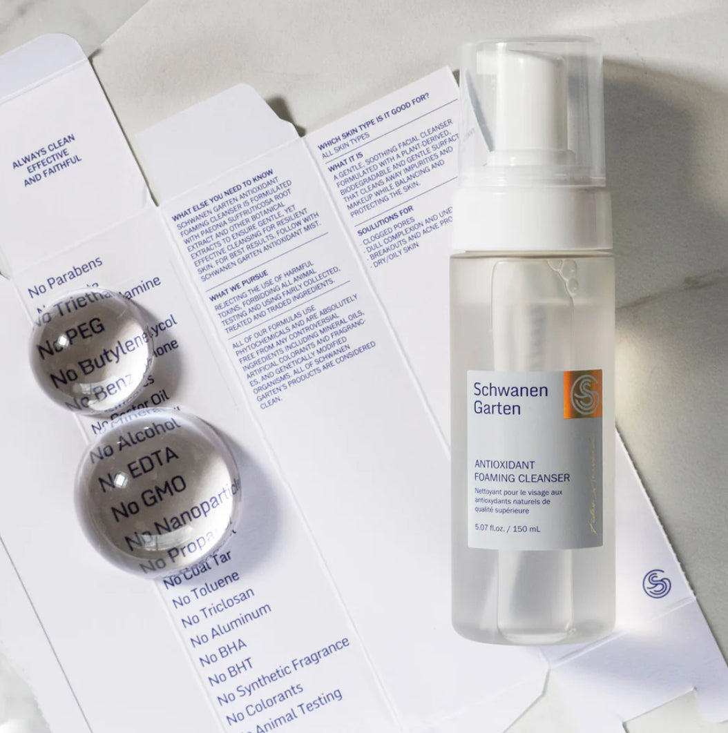 Antioxidant Foaming Cleanser Schwanen Garten texture moussante hydratante pour routine skincare préventive